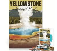 Puzzle da 1000 pezzi con poster del Parco Nazionale di Yellowstone,divertente attività per allenare la mente,senza sbavature,pezzi ben tagliati,attività coinvolgente per serate tranquille (50x75cm)