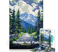 Puzzle da 1000 pezzi con poster del Parco Nazionale Olimpico di Washington per adulti, gioco di logica, antistress, bordi trasparenti, regalo di alta qualità (50x75cm)