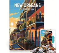 Puzzle da 1000 pezzi con poster del Quartiere Francese di New Orleans, gioco per tutta la famiglia, divertente e spiritoso, compleanno e Natale 50x75cm