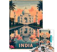 Puzzle da 1000 pezzi con poster del Taj Mahal e dell'India ideale per adulti un gioco rompicapo perfetto per le vacanze o per passare il tempo in casa perfetto per compleanni e Natale (50x75cm)