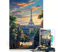 Puzzle da 1000 pezzi con poster del tramonto di Parigi per adulti, gioco di logica, rilassante e divertente, ideale come regalo di Babbo Natale (50x75cm)