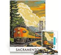 Puzzle da 1000 pezzi con poster del treno di Sacramento per adolescenti, gioco di intelletto, relax mentale, taglio di qualità, regalo per le vacanze (38x52cm)