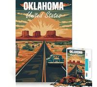 Puzzle da 1000 pezzi con poster del viaggio in Oklahoma per adolescenti, gioco di logica stimolante, tranquillo, con bordi nitidi, regalo elegante (50x75cm)