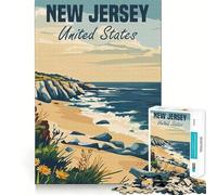 Puzzle da 1000 pezzi con poster della costa del New Jersey per ragazzi, gioco di logica e senso, hobby silenzioso, bordi lisci, (50x75cm)