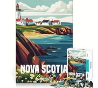 Puzzle da 1000 pezzi con poster della costa della Nuova Scozia per adulti, gioco di logica fine, relax, bordi puliti, opera d'arte (38x52cm)