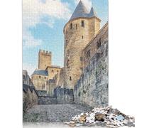 Puzzle da 1000 pezzi con poster della fortezza di Carcassonne per adulti, puzzle per la sfida del tempo in famiglia (75x50 cm)