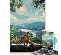Puzzle da 1000 pezzi con poster della Riserva delle Tigri di Anamalai,India Gioco educativo e divertente con struttura a incastro precisa,ideale per rafforzare i legami affettivi (50x75cm)