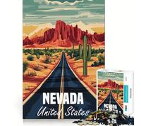 Puzzle da 1000 pezzi con poster della strada nel deserto del Nevada per adulti, gioco intellettuale antistress, taglio preciso, regalo perfetto (38x26cm)