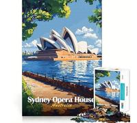 Puzzle da 1000 pezzi con poster della Sydney Opera House per adulti ideale per stimolare la memoria e creare un'atmosfera rilassante con un motivo a tema e la lista dei desideri di Babbo Natale