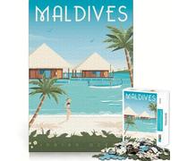 Puzzle da 1000 pezzi con poster delle Isole Maldive,taglio preciso,gioco cognitivo divertente,svago,scena natalizia (38x26cm)