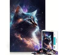 Puzzle da 1000 pezzi con poster di gatto spaziale e galassia per adulti, gioco intelligente, rilassante e divertente, con un motivo da assemblare, un regalo prezioso (38x26cm)