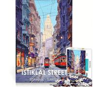 Puzzle da 1000 pezzi con poster di Istiklal Street a Istanbul, gioco impossibile, taglio di precisione, con pezzi di forma casuale completamente ad incastro 38x26cm
