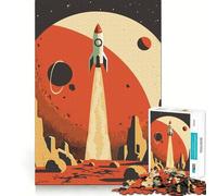 Puzzle da 1000 pezzi con poster di razzo spaziale retrò per adolescenti, giocattolo stimolante per l'intelletto, relax mentale, taglio di qualità, regalo per le vacanze (38x52cm)