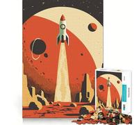 Puzzle da 1000 pezzi con poster di razzo spaziale retrò per adolescenti, gioco di logica e abilità, divertente e rilassante, con tagli precisi, (38x26cm)