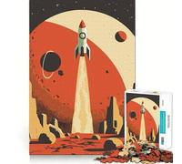 Puzzle da 1000 pezzi con poster di razzo spaziale retrò per ragazzi, gioco di logica, divertente e rilassante, con taglio liscio, un regalo adorabile (50x75cm)