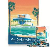 Puzzle da 1000 pezzi con poster di St Petersburg, Florida Taglio preciso, divertente sfida mentale, gioco per il tempo libero, compleanno, arte e divertimento (38x26cm)