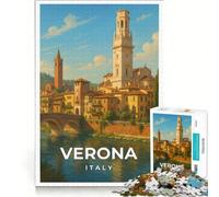 Puzzle da 1000 pezzi con poster di Verona, Italia, decorazione murale, stimolante da completare, per rafforzare l'amore tra le coppie 38x52cm