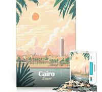 Puzzle da 1000 pezzi con poster di viaggio del Cairo,Egitto,incastro perfetto,sfida creativa,gioco per il tempo libero,divertente regalo di compleanno (38x26cm)