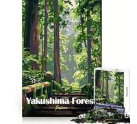 Puzzle da 1000 pezzi con poster di viaggio della foresta di Yakushima Giappone per adolescenti per stimolare la mente per un divertimento tranquillo con bordi uniformi ideale per le vacanze (38x26cm)