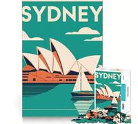 Puzzle da 1000 pezzi con poster di viaggio della Sydney Opera House per ragazzi, ideale per migliorare la memoria, per la casa e il tempo libero, con bordi precisi, 50x75cm