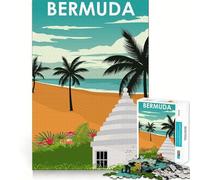 Puzzle da 1000 pezzi con poster di viaggio delle Bermuda,taglio preciso,gioco di logica,gioco rilassante,regalo di Natale (38x26cm)