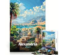 Puzzle da 1000 pezzi con poster di viaggio di Alessandria d'Egitto, ideale per ragazzi, per sviluppare la memoria, per momenti di relax, con bordi netti e come regalo (38x26cm)