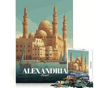 Puzzle da 1000 pezzi con poster di viaggio di Alessandria d'Egitto per adolescenti, esercizio cognitivo, attività rilassante, bordi non taglienti, regalo significativo (38x52cm)