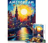 Puzzle da 1000 pezzi con poster di viaggio di Amsterdam per adolescenti ideale per stimolare la memoria favorire il relax e creare un'atmosfera serena Bordi precisi Regalo perfetto per le feste