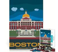 Puzzle da 1000 pezzi con poster di viaggio di Boston,Massachusetts,decorazione a incastro,regalo rompicapo,gioco di pace,opera d'arte natalizia 50x75cm