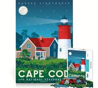 Puzzle da 1000 pezzi con poster di viaggio di Cape Cod,pezzi ben definiti,gioco per lo sviluppo delle capacità cognitive,divertimento e relax,decorazione artistica natalizia (50x75cm)