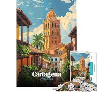Puzzle da 1000 pezzi con poster di viaggio di Cartagena Colombia Gioco per famiglie sfida per l'intelligenza giocattolo avvincente ottimo regalo per chi ama giocare e migliorare la memoria (50x75cm)