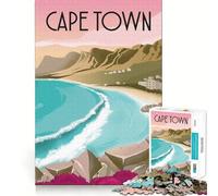 Puzzle da 1000 pezzi con poster di viaggio di Città del Capo,pezzi ben definiti,gioco per lo sviluppo delle capacità cognitive,divertimento e relax,decorazione artistica natalizia (38x52cm)