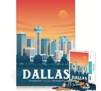 Puzzle da 1000 pezzi con poster di viaggio di Dallas,Texas,ideale per giocare,concentrarsi,divertirsi e rilassarsi,perfetto come regalo di Natale (50x75cm)