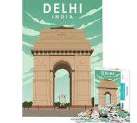 Puzzle da 1000 pezzi con poster di viaggio di Delhi India Un gioco avvincente per coltivare la pazienza un'esperienza pratica per tutta la famiglia Regalo divertente (dimensioni 38x52cm)