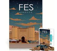 Puzzle da 1000 pezzi con poster di viaggio di Fes,Marocco,ideale per decorazioni e giochi cognitivi,regalo perfetto per divertirsi e passare il tempo,ideale per compleanni (50x75cm)