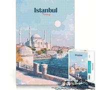 Puzzle da 1000 pezzi con poster di viaggio di Istanbul,Turchia,gioco di squadra pulito,gioco intelligente,regalo per rilassarsi,decorazione natalizia (38x52cm)