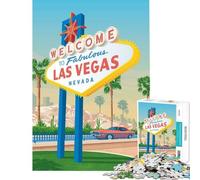 Puzzle da 1000 pezzi con poster di viaggio di Las Vegas gioco educativo gioco stimolante regalo per donne uomini attività per la famiglia (dimensioni 38x26cm)
