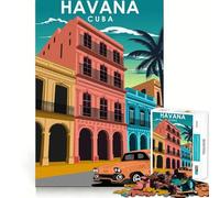 Puzzle da 1000 pezzi con poster di viaggio di L'Avana,Cuba,taglio preciso,arte,gioco cognitivo,divertimento per il tempo libero,regalo di Natale rilassante (38x26cm)