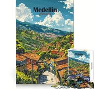 Puzzle da 1000 pezzi con poster di viaggio di Medellin,Colombia,per adulti,ideale per stimolare la capacità di concentrazione,per un momento di svago tranquillo,con chiusura di sicurezza e un regalo
