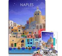 Puzzle da 1000 pezzi con poster di viaggio di Napoli e Italia per adolescenti, modelli da assemblare, attività divertenti da fare a casa, regalo di compleanno, regali di viaggio 75x50cm