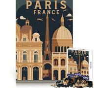 Puzzle da 1000 pezzi con poster di viaggio di Parigi,Francia,ideale per adolescenti Stimola la memoria,rilassa i momenti di relax,presenta bordi precisi ed è un'ottima idea regalo (38x26cm)