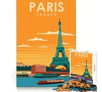 Puzzle da 1000 pezzi con poster di viaggio di Parigi,Francia,per ragazzi,ideale per esercitarsi nella logica,per una fuga serena,con bordi netti e un regalo delizioso (38x52cm)