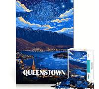 Puzzle da 1000 pezzi con poster di viaggio di Queenstown Nuova Zelanda per adolescenti ideale per stimolare la memoria per un divertimento facile e rilassante con bordi puliti perfetto per Natale