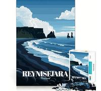 Puzzle da 1000 pezzi con poster di viaggio di Reynisfjara Islanda per ragazzi ideale per stimolare la riflessione alleviare lo stress con bordi affilati perfetto come regalo di compleanno (38x52cm)