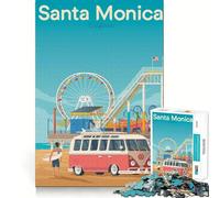 Puzzle da 1000 pezzi con poster di viaggio di Santa Monica,ideale per decorazioni e giochi cognitivi,regalo perfetto per divertirsi e passare il tempo,ideale per compleanni (50x75cm)