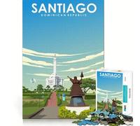 Puzzle da 1000 pezzi con poster di viaggio di Santiago,Repubblica Dominicana,gioco di squadra divertente e stimolante per risolvere problemi,ideale per momenti di relax,decorazione natalizia e regalo
