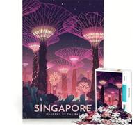 Puzzle da 1000 pezzi con poster di viaggio di Singapore, decorazione murale, stimolante da completare, per rafforzare l'amore tra le coppie 38x26cm