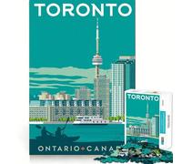 Puzzle da 1000 pezzi con poster di viaggio di Toronto, pezzi ben definiti, gioco per lo sviluppo delle capacità cognitive, divertimento e relax, decorazione artistica natalizia (38x26cm)