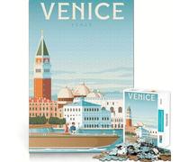 Puzzle da 1000 pezzi con poster di viaggio di Venezia, bordi lisci, gioco divertente e rilassante, regalo di compleanno (38x26cm)