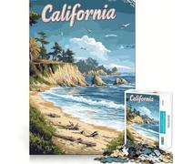 Puzzle da 1000 pezzi con poster di viaggio sulla costa della California,bordi lisci,gioco divertente e rilassante,regalo di compleanno (38x26cm)
